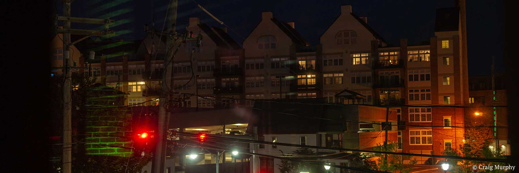 Cityscape view of downtown Glens Falls, Warren County, New York in early evening. Photographer: Craig Murphy. Copyright owner-licensor: Craig Murphy. Copyright licensee: Neil H. Lebowitz.
